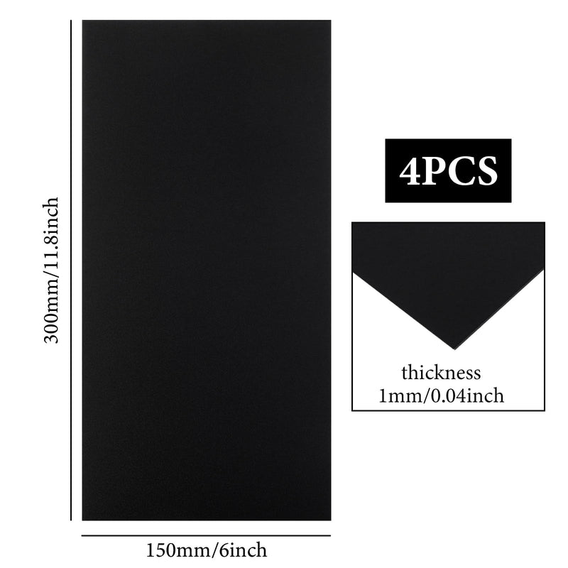 4PCS 6 x 12 x 1/25 (0.04”) Inch Anodized Aluminum Sheet, Black Aluminum Engraving Blanks, 1MM Thin Metal Plates for Laser Engraving, Crafting, DIY, House Decoration 6x12x1/25 Inch-4PCS