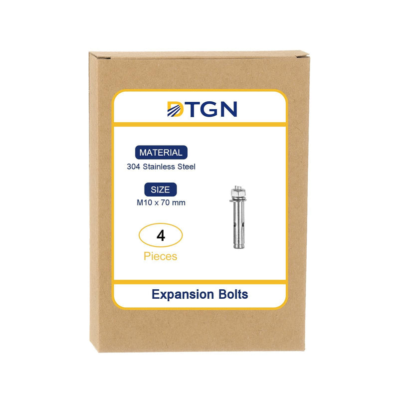 M10 x 70 Expansion Bolts - 4Pack- Good for Concrete Dry Brick Block Walls - 304 Stainless Steel - Silver M10 x 70 4