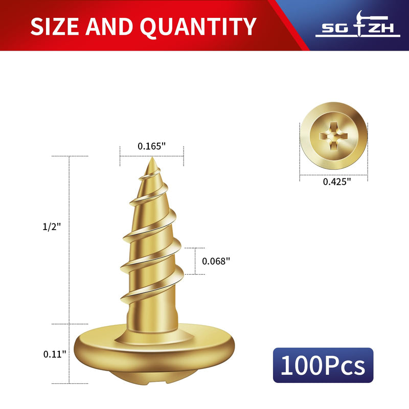 #8 x 1/2" Wood Screw 100Pcs Alloy Steel Standard Thread Truss Head Fast Self Tapping by SG TZH #8 x 1/2" 100