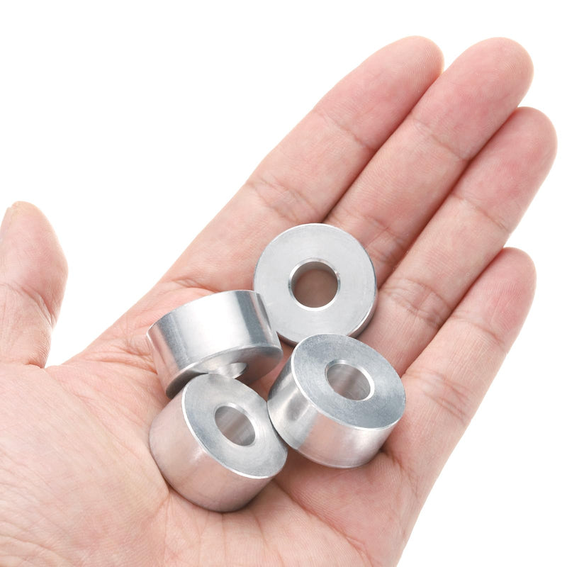 uxcell 4pcs Aluminum Spacer 3/8" Bore x 1" OD x 1/2" Length Screw Standoff Bushing Plain Finish Round Metal Spacer for 3/8 ID Screws Bolts and Rods 3/8" x 1" x 1/2"