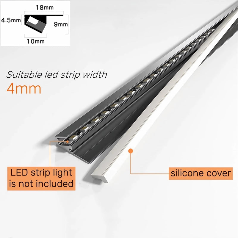 5Pack Surface Mounted LED Linear Aluminum Profile, 45 Degree Led Bars Invisible Oblique Beam Lamp Bookcase Layer Shelf Led Channel Kitchen Closet Hidden Lighting(50cm, Gray) 50CM