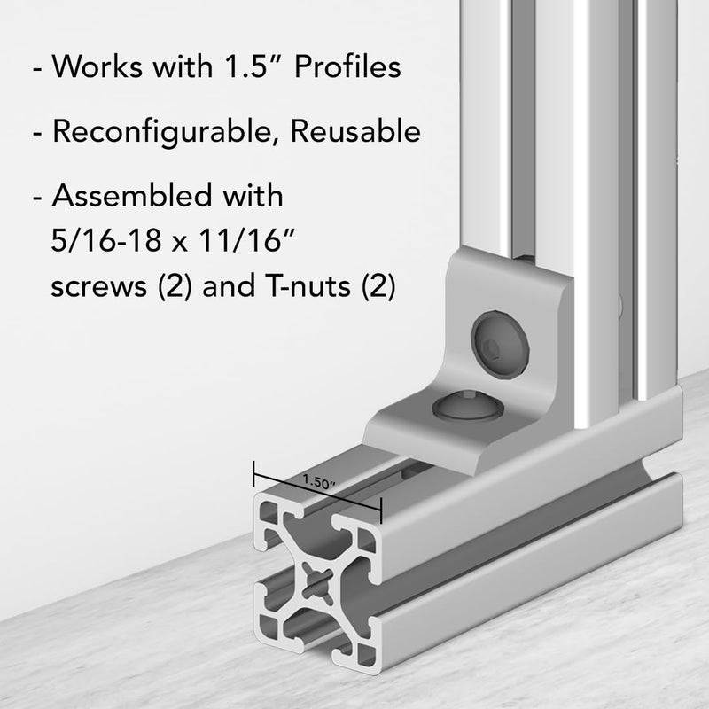8020, 4302, 15 Series Aluminum 2 Hole Inside Corner Bracket 90 Degree Angle Bracket for 80/20 T Slot Extruded Aluminum Extrusion (10, Black Anodize) 10