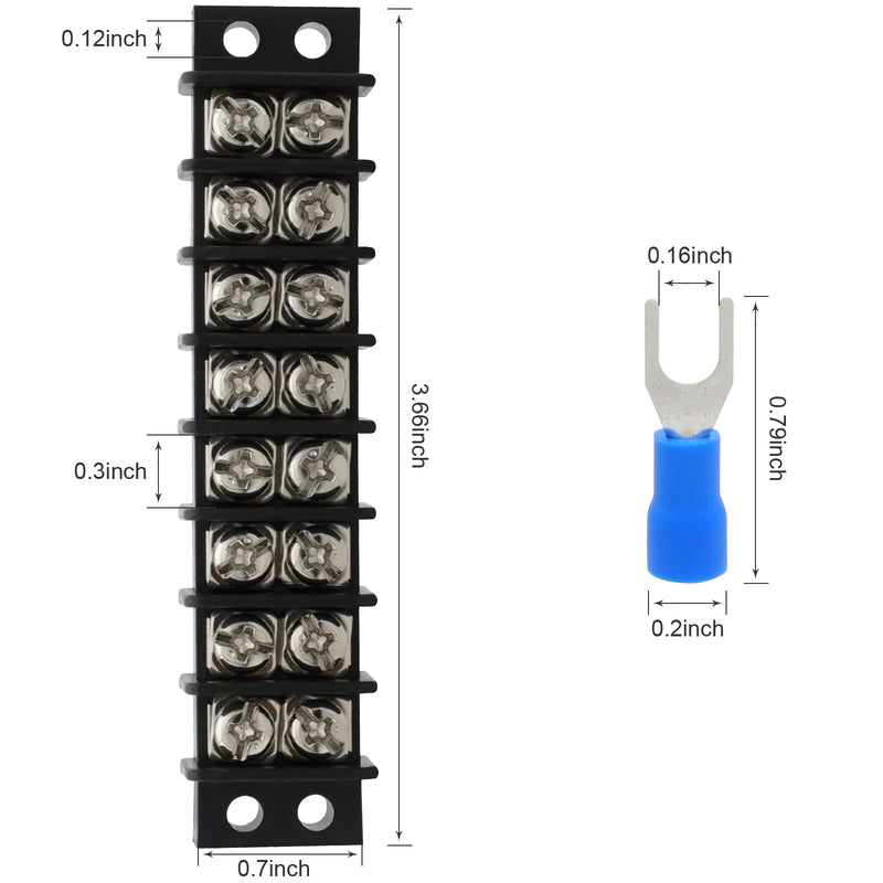 Terminal Block,2 Pack 8 Circuits 20-30A 200v-450v Dual Row Screw Terminals Strip +32 PCS Heat Shrink Wire Connectors 20 Amps