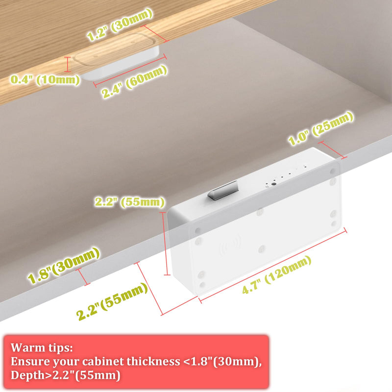 Eseesmart Smart Cabinet Lock, Hidden RFID Keyless Electronic Bluetooth Drawer Locks, Baby Proofing Child Safety Cabinet Locks for Liquor Cabinet Locker Drawer Cupboard Desk Dresser Adults White