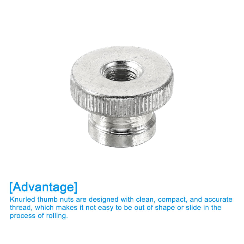 uxcell Knurled Thumb Nuts, 8Pcs M8 Carbon Steel Nut High Head Through Hole for 3D Printer Part, Silver 8