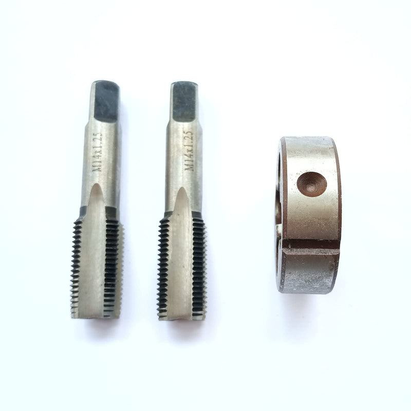 M14x1.25 Metric Hand Thread Tap and Die, 1 Tapper Tap, 1 Plug Tap, 1 Round Die, 1.25mm Pitch, Right Hand (M14x1.25, Tap&Die) M14x1.25