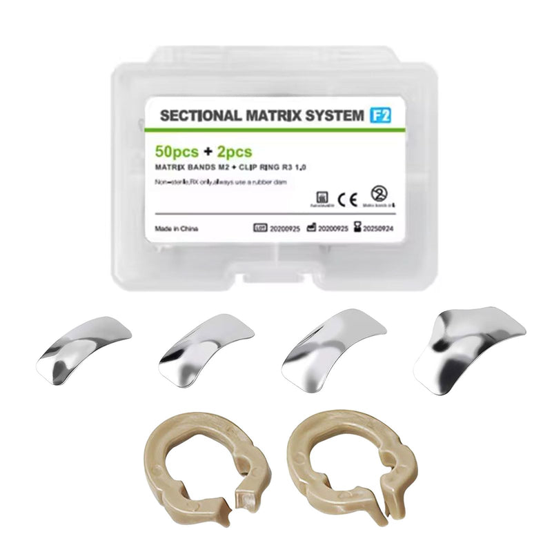 Dental Sectional Matrix System Kit, Dental Sectional Matrix Resin Clip Clamping Ring, M2 Dental Matrix Bands Suitable for Repairing Longer Surface Contacts.