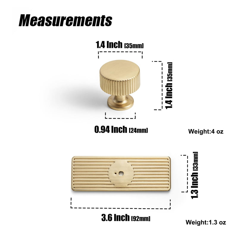 Goo-Ki Champagne Bronze Zinc Alloy Cabinet Large Knob with Backplate - Single Hole Center Cabinet Pull Hardware for Bedroom, Kitchen, 6 Pack 9596-G BackPlate G Large