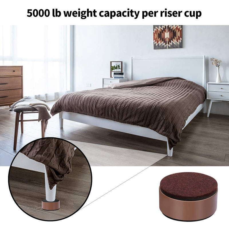 Ezprotekt 1.2 Inch Bed and Furniture Risers, Heavy Duty Round Sofa Tables Couch Chair Risers, Width 2.4"-Adds 1.2" Height, Supports 20,000 lbs, Protect Carpet & Floors from Scratches(4 Pack, Brown) 1.2"