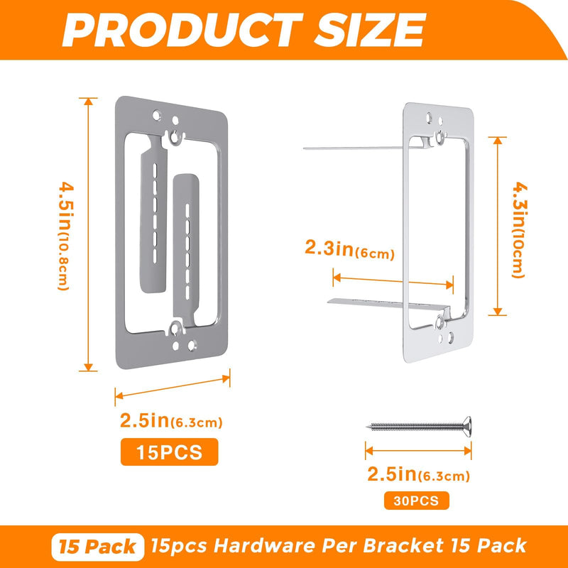 10 Pcs Low Voltage Mounting Bracket 1 Gang, Single Gang Drywall Brackets for Fixing Loose Outlets or Adding New Outlet, Wall Plate Repair Spacer Low voltage mounting brackets-10 Pcs