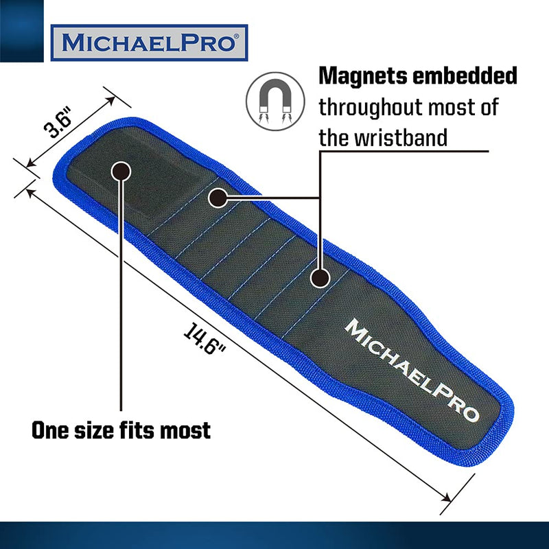 MichaelPro Magnetic Wristband for Screws, Nails and Drill Bits, Tool Belt with 15 Strong Magnets, Easy Hardware Access, Auto Repair & Construction Accessories, Ideal Gift for Men and Women - MP015001