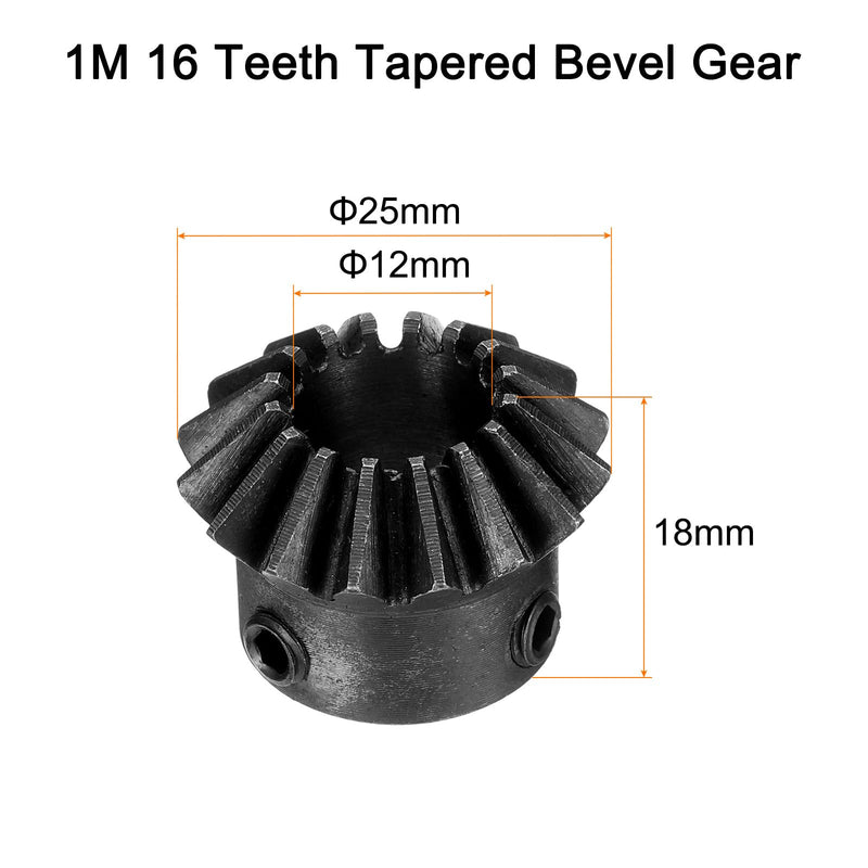 uxcell 4pcs Bevel Gear 1.5 Module 1:1 Reduction Rate 16T 12mm Hole Dia Bevel Pinion Gear Brass, 90 Degree Steering Gear for Hardware Mechanical Rotation