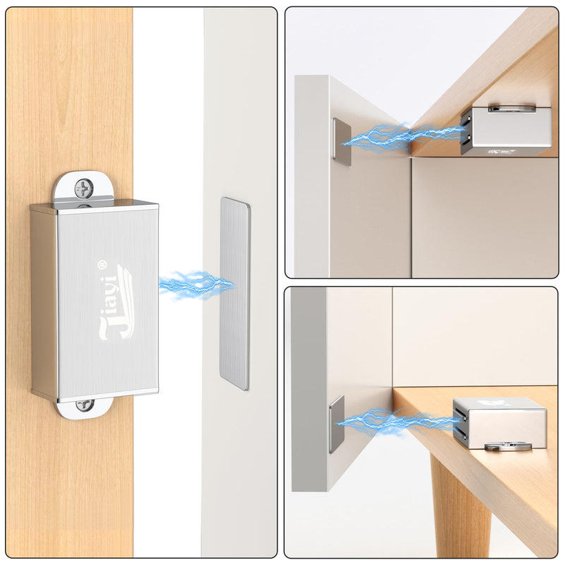 Cabinet Magnetic Catch Jiayi 4 Pack Magnetic Door Catch Self Adhesive Cabinet Door Magnet Latch Stainless Steel Magnetic Cabinet Latch for Kitchen Magnetic Catch Closet for Drawer Silver