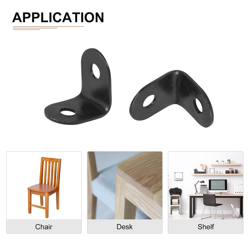 0.47"x0.47"x0.35"(LxWxH) L Bracket Corner Braces -12Pack- Good for Mending Wooden Furniture - Metal Right Angle Brackets W/Screws - Black 0.47"x0.47"x0.35" 10