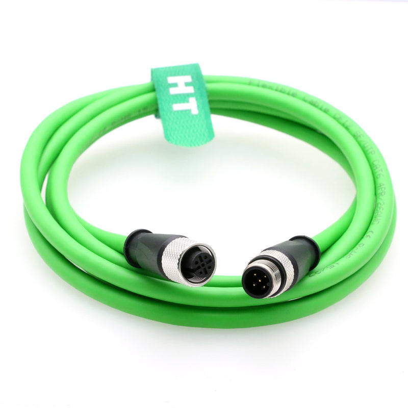 Cable for Industrial Control Automation IO Link Fieldbus NMEA2000 Sensor Device Network CAN Bus, M12 5 Pin, 60V 2A, CAT6, Shielded, Waterproof, Green, 4M