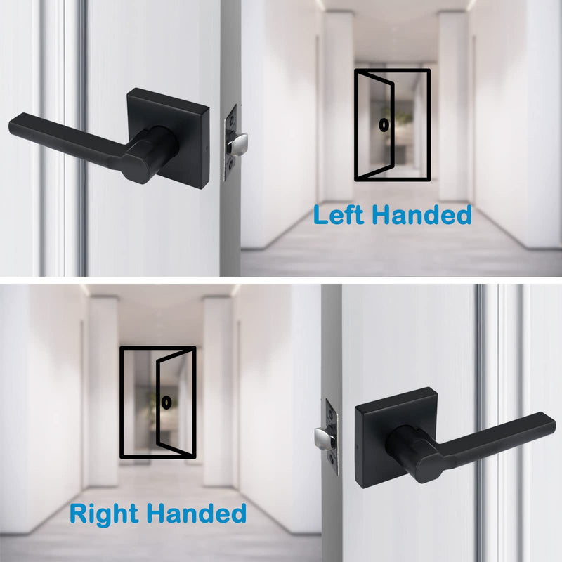 Passage Door Lever, No-Locking Hall/Closet Door Handle, Heavy Duty Lever Door Handle Interior, Matte Black Finish, Right&Left Handed (2Pack) 1601-PS-2P 2
