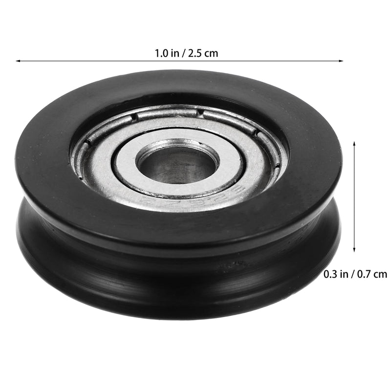 TEHAUX Nylon U-Groove Sliding Door Pulley Wheel 1.18 Inch – Low-Noise & Smooth-Sliding for Barn Doors, Cabinets, Shower Doors & Windows – for Residential & Commercial Use 2.5X2.5CM Black