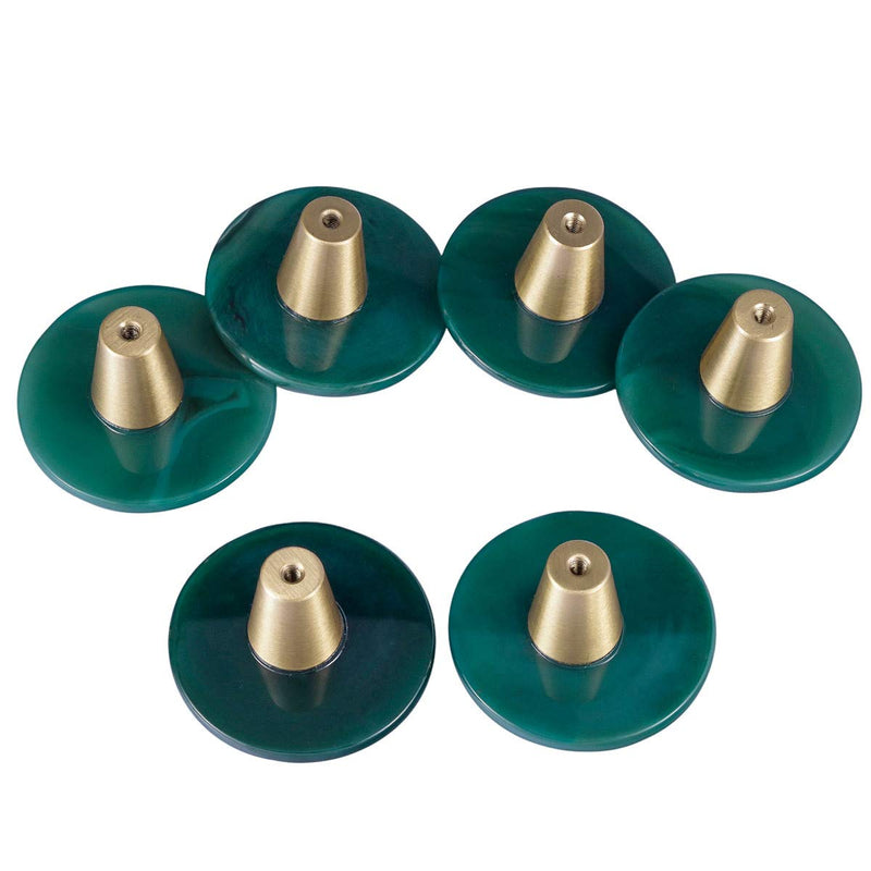 Rockcloud Round Green & Blue Agate Slice Cabinet Knobs Drawer Door Handles | Pack of 2, for Kitchen Dresser Cupboard Wardrobe Decorative Hardware, 1.97 inches Green + Blue
