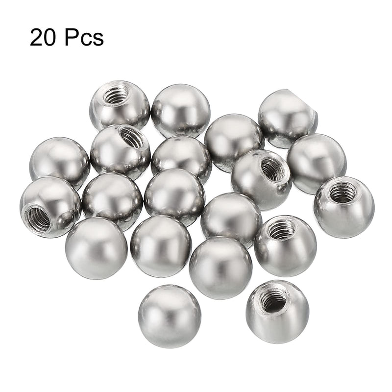 PATIKIL M4 Thread Cap Nuts Knob, 20 Pack Steel Ball Lamp Decoration Screw Caps Nut Cover for Furniture Lighting, Silver Tone
