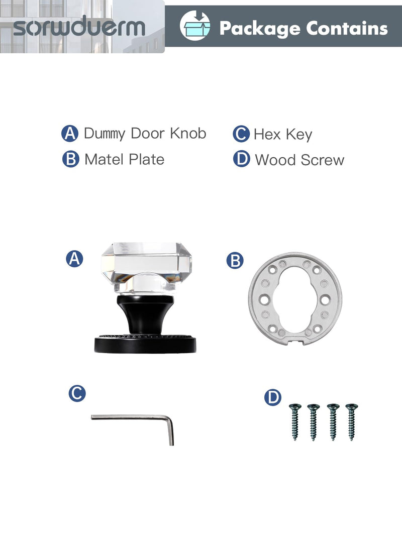 Dummy Door Knobs Interior Black Dummy Matte Black Handle Single Sided Decorative 1 Pack