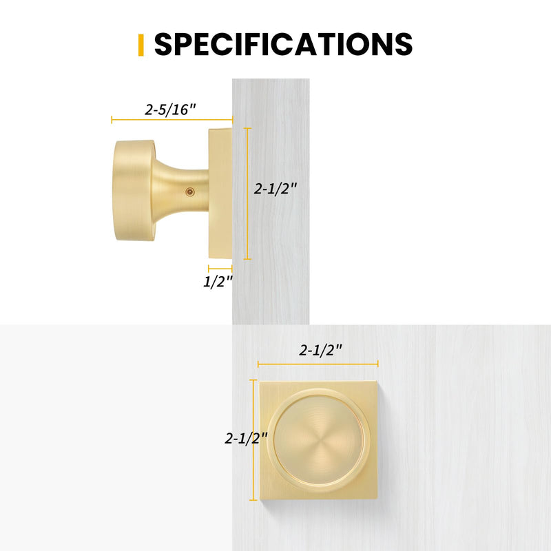Goldenwarm 1 Pack Gold Door Knobs, Gold Dummy Interior Door Knob, No-Turning Door Dummy Knob for Closet Doors, Zinc-Alloy Heavy Duty