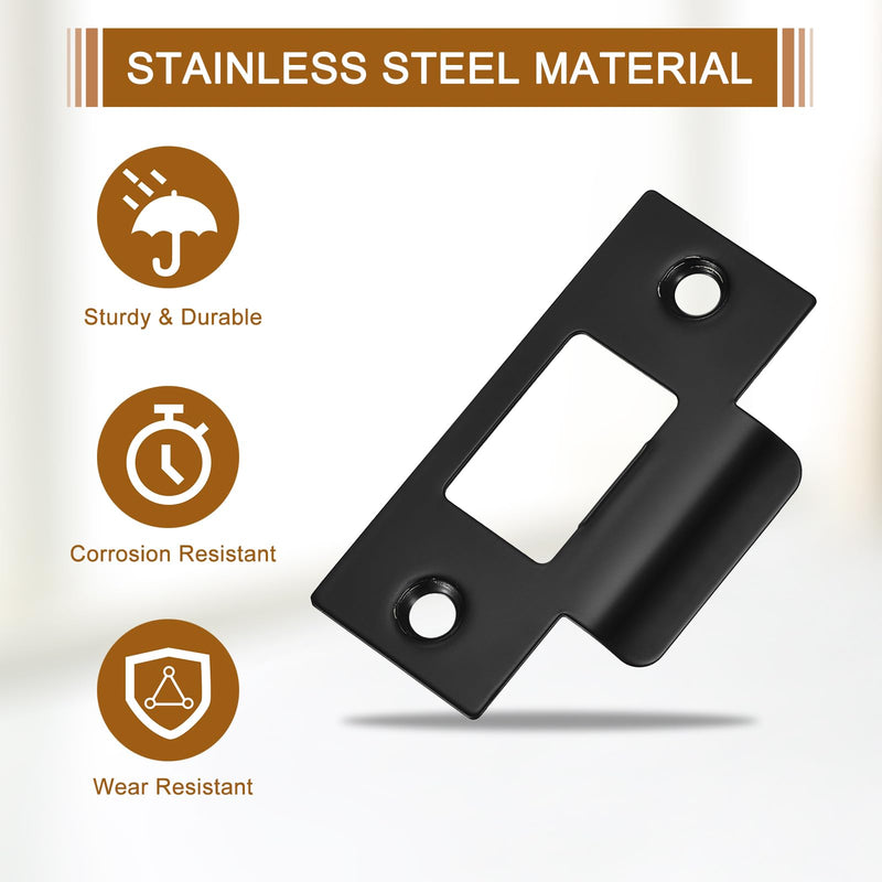 uxcell t Door Strike Plate, 6Pcs 70mm x 40mm 201 Stainless Steel Latch Deadbolt Strike Plate for Door Frame Door Jamb, Black