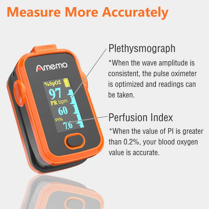 Pulse Oximeter,OLED Display Oxygen Monitor Fingertip,Blood Oxygen Saturation Monitor(SpO2) with Carrying Case,Silicone Cover (Orange) Orange
