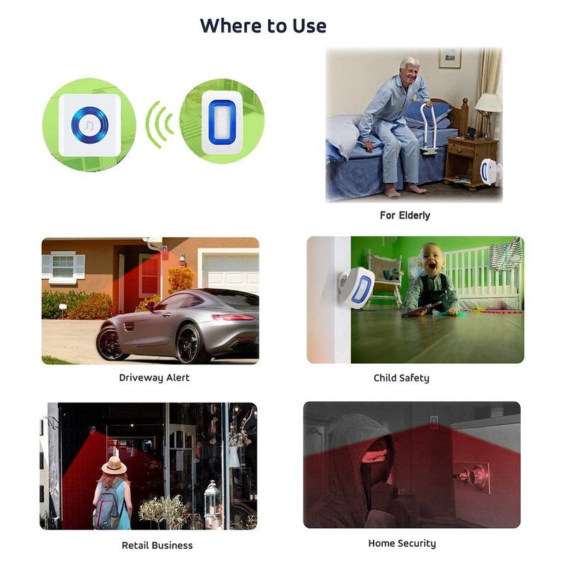 Wireless Indoor Motion Sensor Alarm, Bed Alarm and Fall Prevention for Elderly/Dementia Patients/Kids (2 Motion Detector +1 Receiver) 1 pager+2 sensor - NewNest Australia