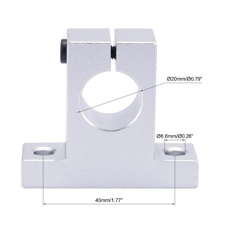 Linear Motion Rod Support 2pcs SK20 Aluminum Rail Guide Clamping for Diameter 20mm (0.787 inches) Shaft BELLA BAYS 2