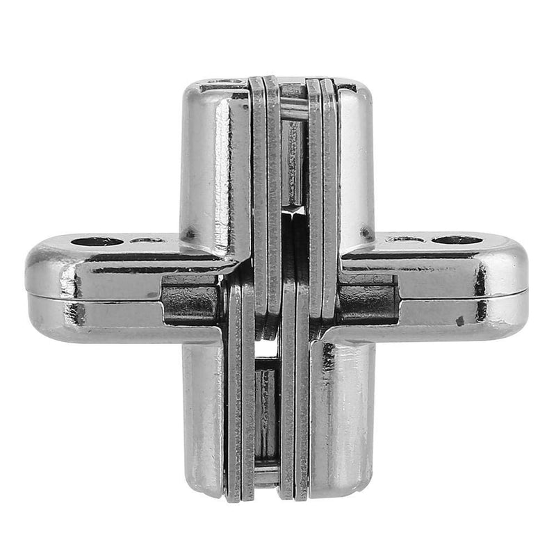 2pcs 180 Degree Hidden Hinges, Zinc Alloy Invisible Concealed Cross Door Hinge Easy Installation Furniture Cabinet Kit (XS)