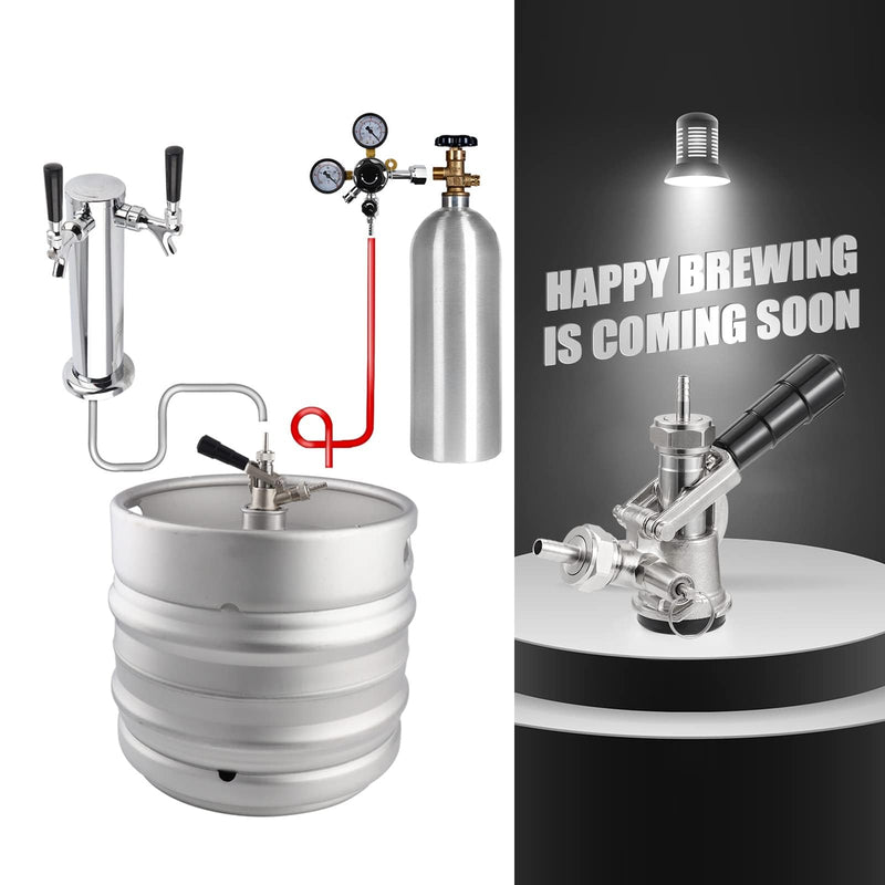 Keg Coupler, Sankey D System Keg Tap 304 Stainless Steel Probe, Beer Coupler Kegerator Parts D Coupler Beer Tap Dispenser for I.D 5/16'' Beer Line Gas Tubing with Hose Clamp