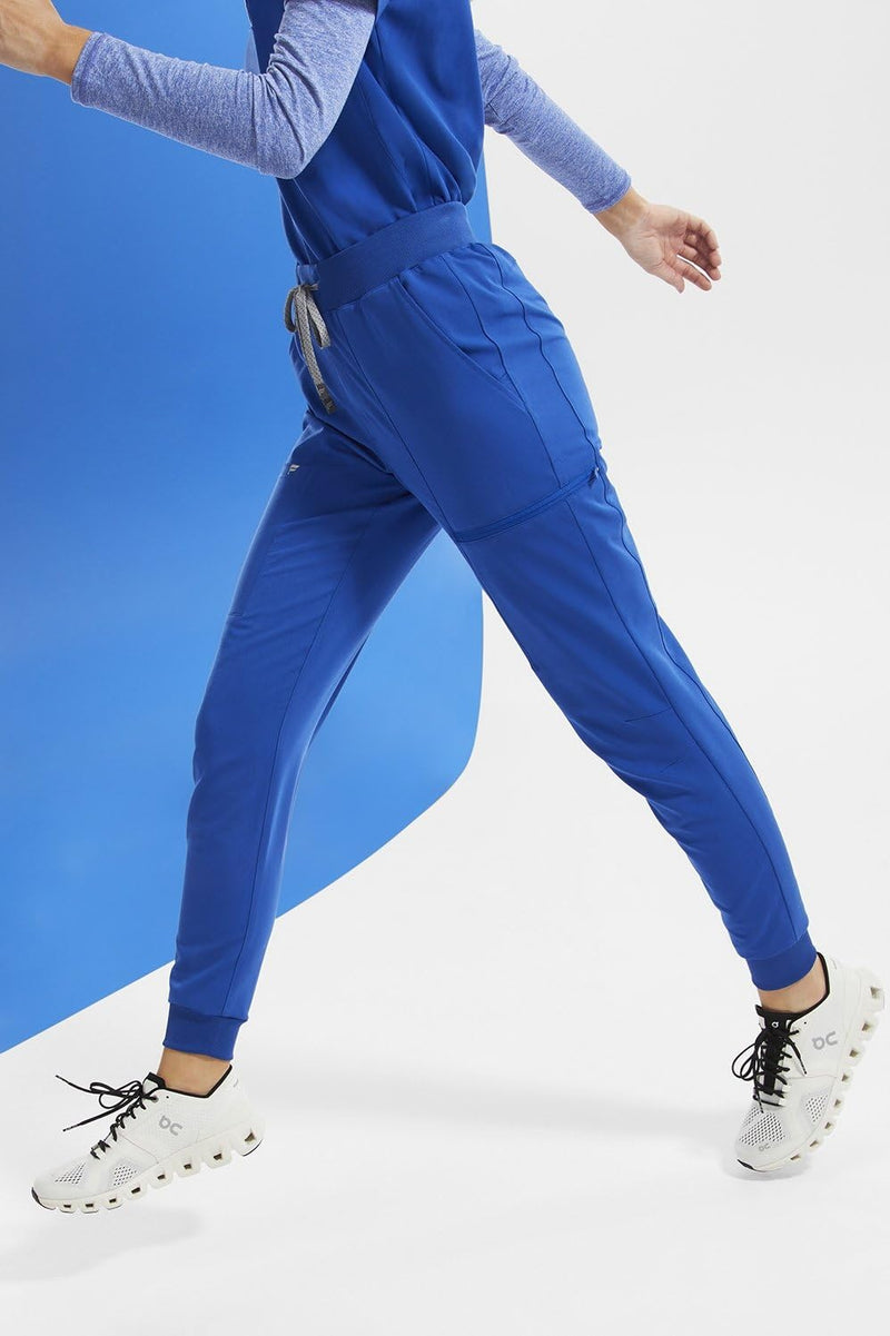Fabletics Women's High Rise Active Scrub Jogger - MotionTech, 4-Way Stretch, Pocket-Packed, Lightweight, Semi-Slim Fit Regular Medium Royal Blue