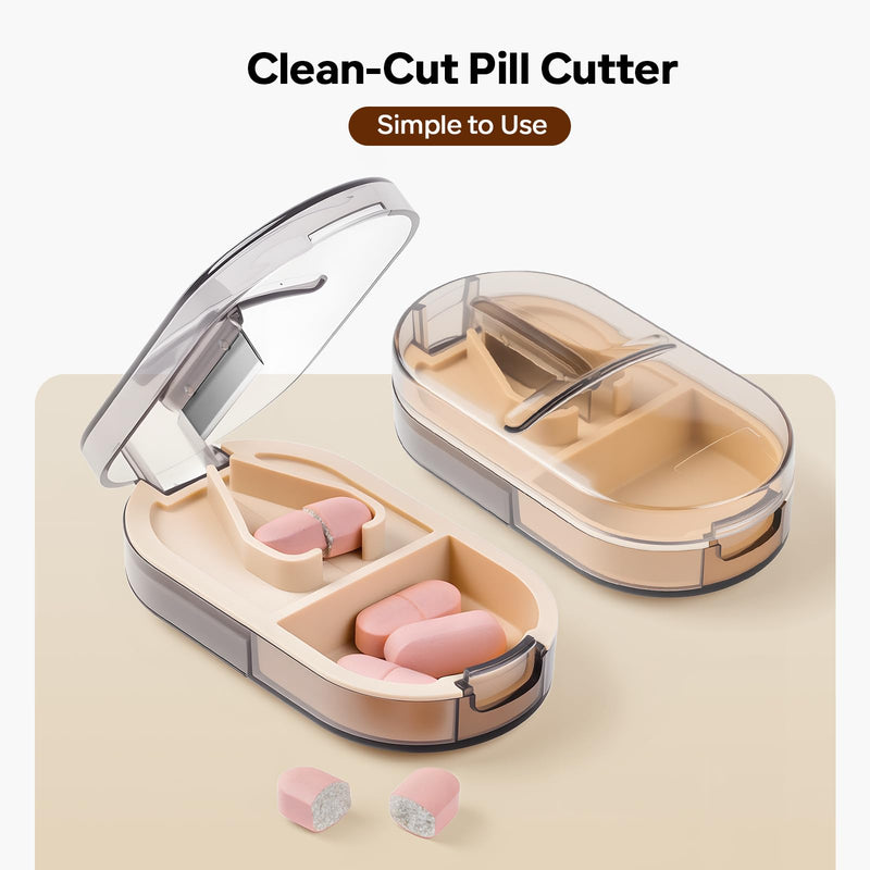 Daviky Pill Cutter Splitter with Removable Silicone Pad, Safe and Precise Cutting for Large, Small & Tiny Pills, Vitamins and Tablets, Stainless Steel Blade, Travel Size, BPA Free 1 PCS