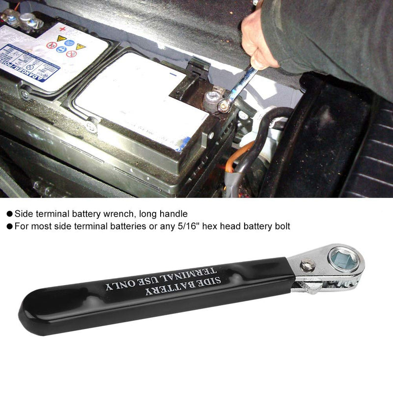 Side Terminal Wrench, 5/16" 6 Side Terminal Battery Ratchet Point End Insulated Handle Wrench Auto Repair Wrench Tool