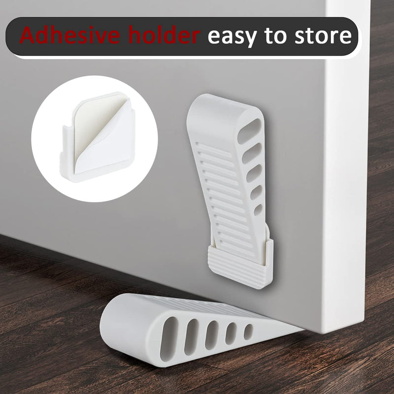 JQK Rubber Door Stopper Wedge, White 2 Pack Soft TPR Premium Door Stops for Bottom of Heavy Duty Door on Tile, Concrete, Carpet, Wooden Floor, DSB61-WH-P2 - NewNest Australia