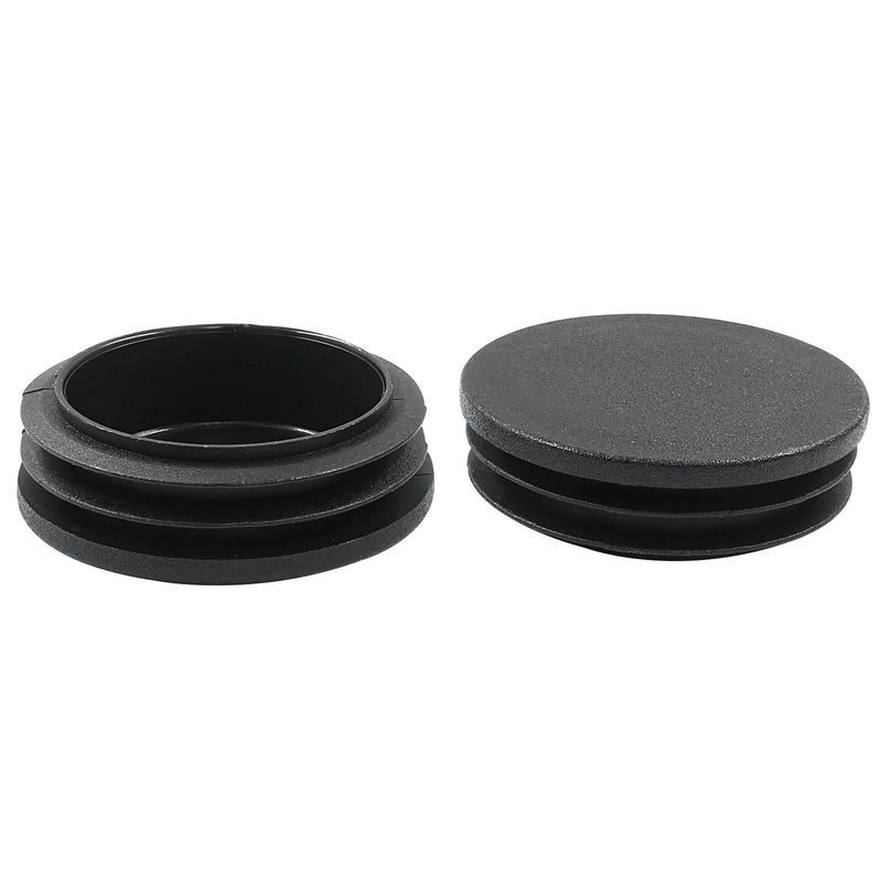 4 Pack 2 Inch (50mm) Round Plastic Hole Plugs, Black Pipe Tubing End Cap for Round Metal Tube Diameter: 2" 4 Pcs
