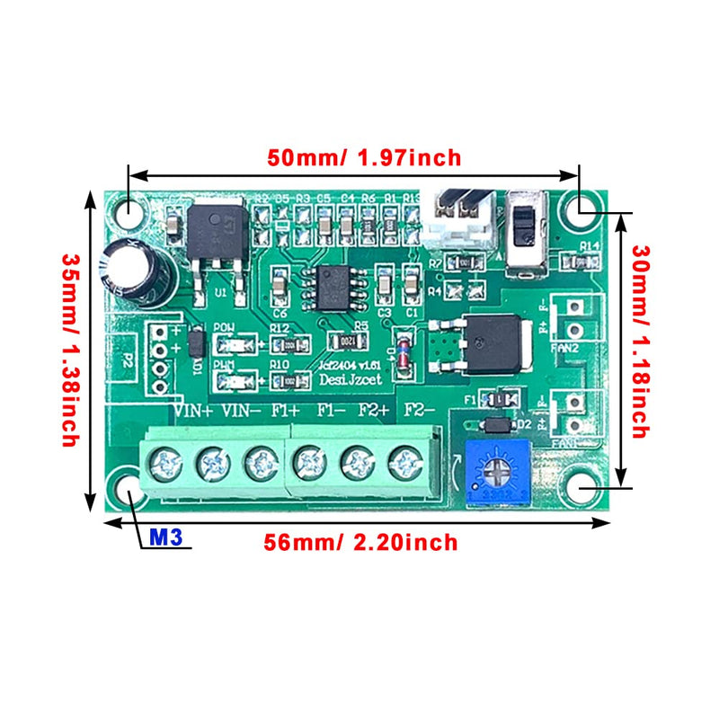DC 12V 24V 4A 2-Way Adjustable PWM Fan Speed Controller, Automatic PC CPU Case Fans Temperature Control Governor with Sensor for 2 3 4-Wire DC Fan DC12V-24V 4A