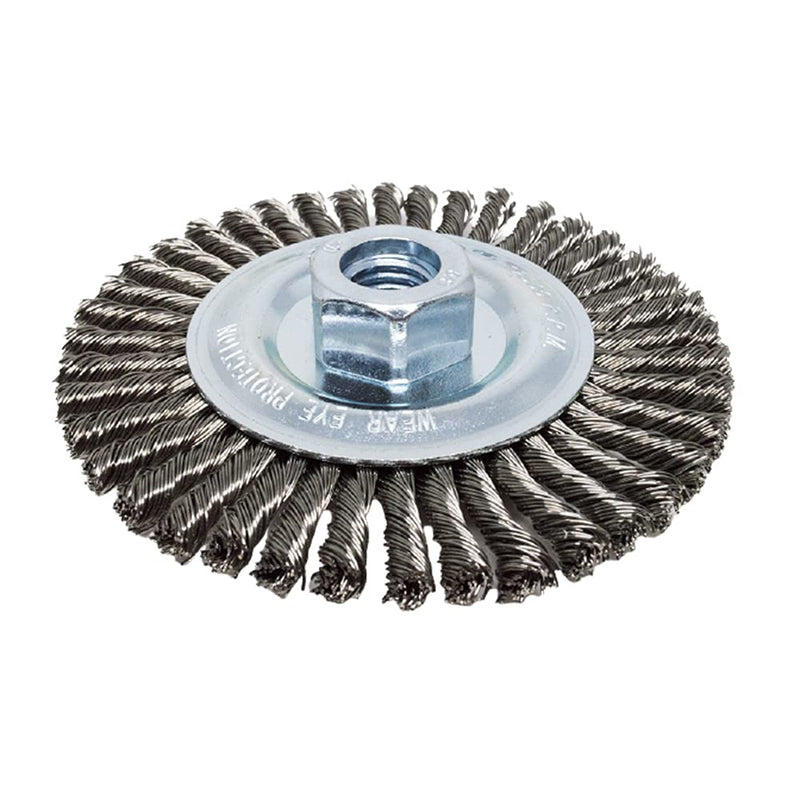 Benchmark Abrasives 4 1/2 Inch Stringer Bead Wire Wheel for Angle Grinder, Cleaning Narrow Holes, Derusting, Paint Removal, Deburring Grinding Wheels - Grinder Cutting Wheel - Stainless Steel 5" x 1/4"