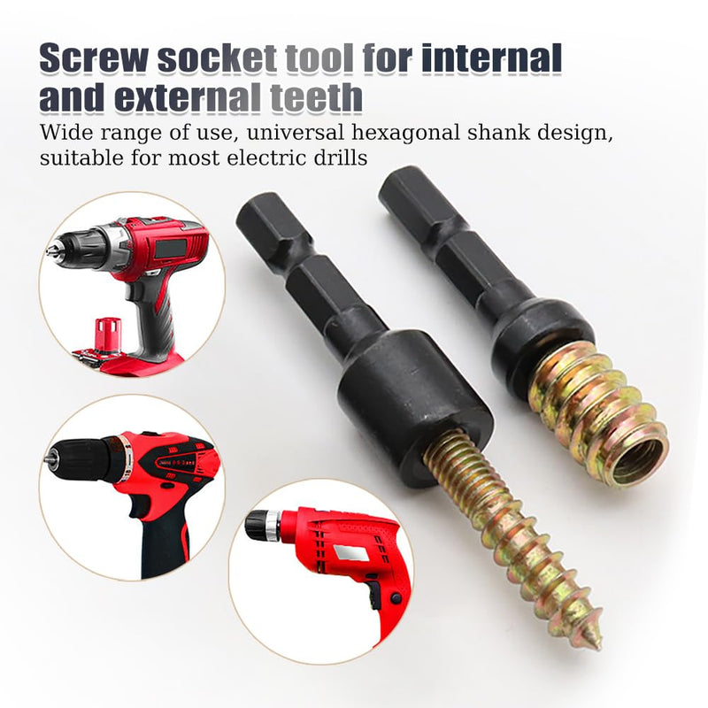 2Pcs High Stability M10 Hanger Bolt Driver Double-Ended Screw Nut & Threaded Insert Driver Tool for Woodworking Home Appliance Fixing(1/4 Inch Drive M10*1.5mm) - NewNest Australia