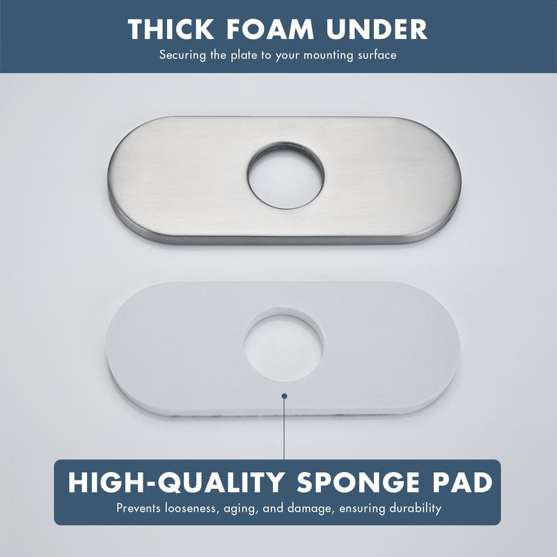 6 Inch Faucet Deck Plate for Bathroom Sink - Universal Fit for 1 Hole or 3 Hole 4 Inch Centerset Basins - Escutcheon Faucet Plate - Stainless Steel Faucet Hole Cover(Brushed Nickel) 6 INCH Brushed Nickel