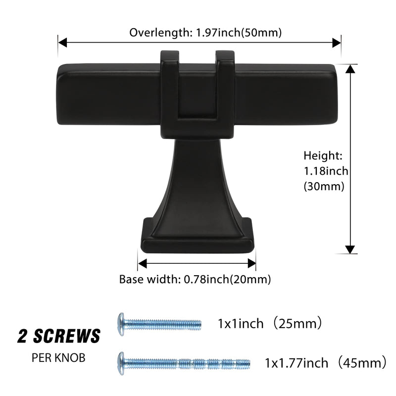 10 Pack Cabinet Knobs Black Dresser Drawer Knobs - Black Kitchen Cabinet Pulls T Bar Kitchen Hardware single hole knob 10