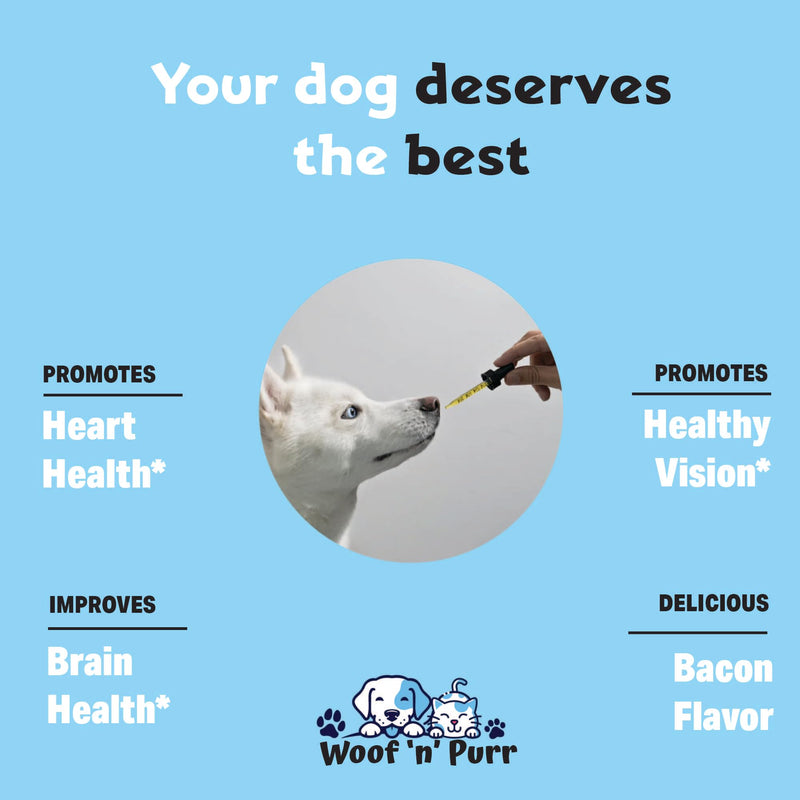 Taurine for Dogs - Taurine Supplement for Dogs - Supports Healthy Vision, Heart, Immune System, & Much More - Dog Heart Supplements - Dog Heart Health - 1 fl oz - Bacon Flavor