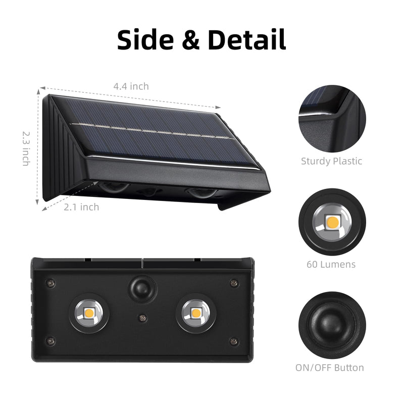 Solar Wall Lights Outdoor 3000K Warm White Downlights Waterproof LED Dusk to Dawn Solar Lights for House Number, Patio, Porch, Address Sign(2Pack, Downlight) 2-Pack