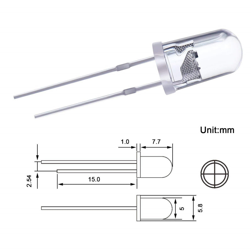 EBOOT 1000 Pieces Clear LED Light Emitting Diodes Bulb Lamp, 5 mm, 10 Colors x 100pcs