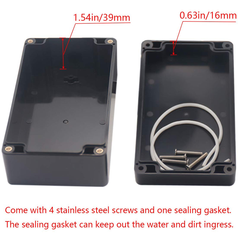 Project Box IP65 Waterproof Junction Box ABS Plastic Black Electrical Boxes DIY Electronic Project Case Power Enclosure 6.22x3.54x2.36 inch (158 x 90 x60 mm) 6.22"x3.54"x2.36"