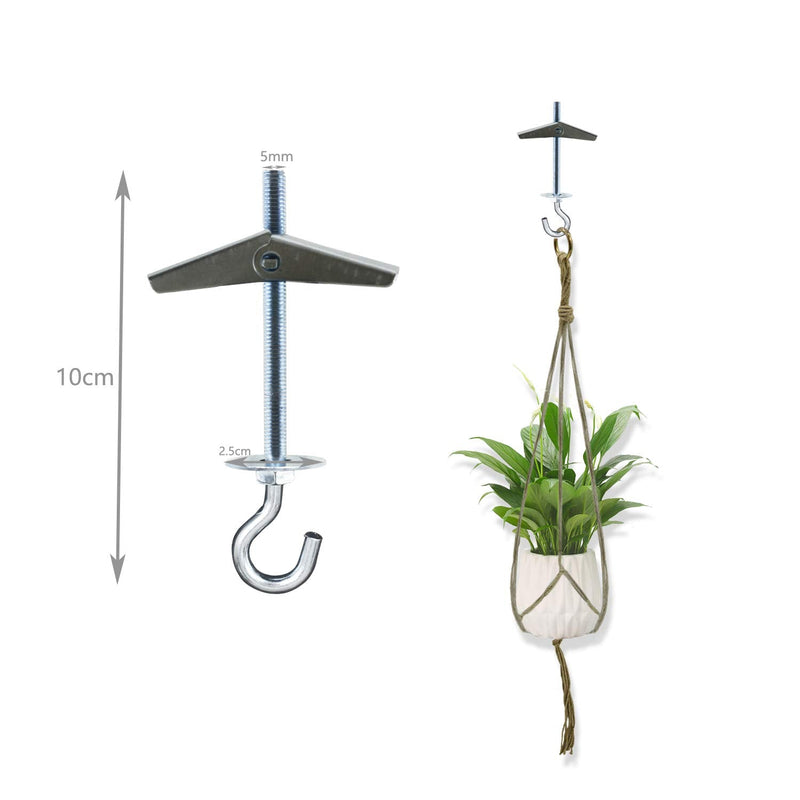 Alovexiong 4 Pack Carbon Steel Plasterboard Ceiling Hooks Spring Toggle Wing Bolts Hanger Wall Ceiling Installation Cavity Wall Fixing Anchors Ceiling Hook Heavy Duty Swag Hanging Plants 4pcs