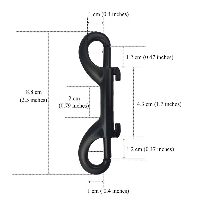 2Pcs 3.5-inch Double Ended Snap Hooks, Black Heavy Duty Double-Ended Bolt Snap Hook Double Sided Clip Zinc Alloy Metal Trigger Clip Snap Hook for Chain Latch Dog Leash Pet Feed Bucket, SATONBEYI 3.5inches-2P