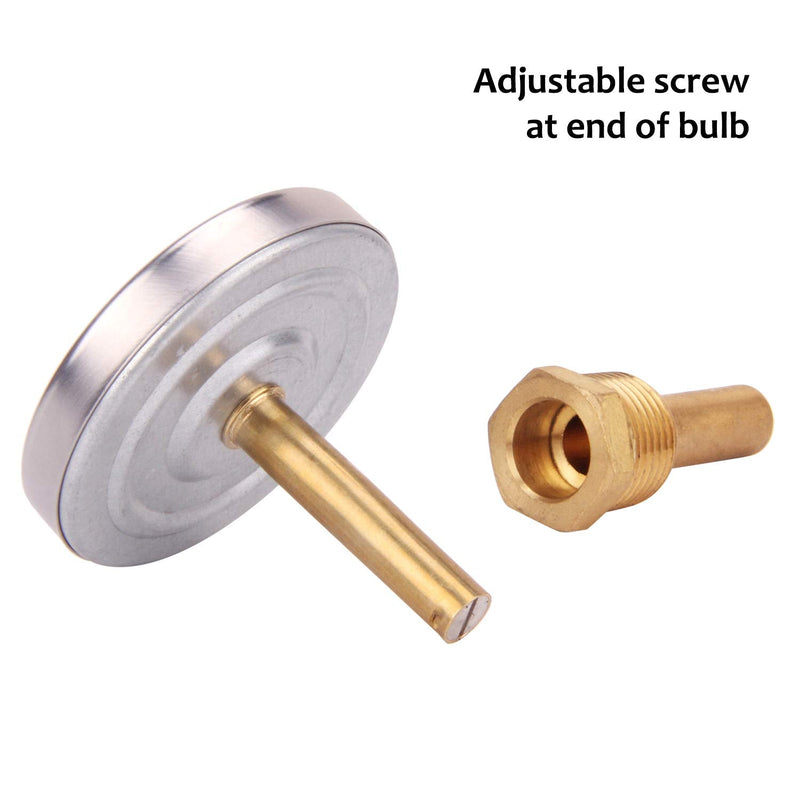 MEASUREMAN Hot Water Bi-Metal Thermometer, 2-1/2" Dial, 1-3/4" Lead-Free Brass Stem, Range 0-250 deg F/-20-120 deg C, 2% Accuracy, Adjustable, 1/2" NPT Back Mount 1-3/4" Stem