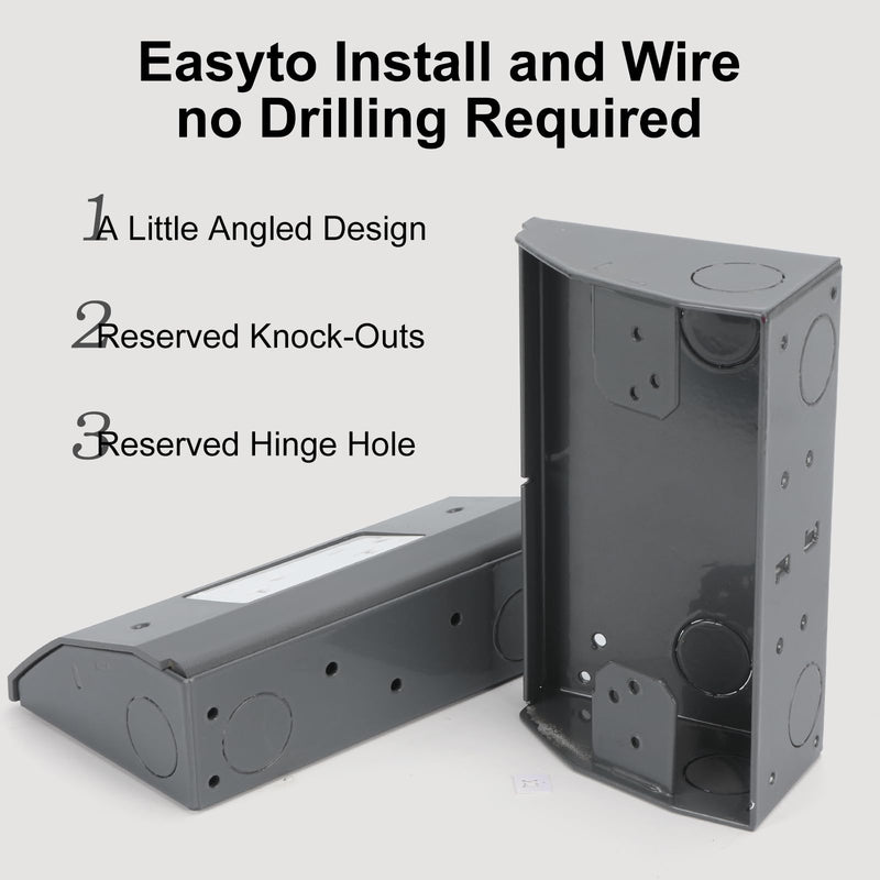 Under Cabinet Hidden Outlet Box – Slim Stainless Steel Design with Powder-Coated Finish, Easy to Install Electrical Solution for Kitchen, Garage, or Workspace