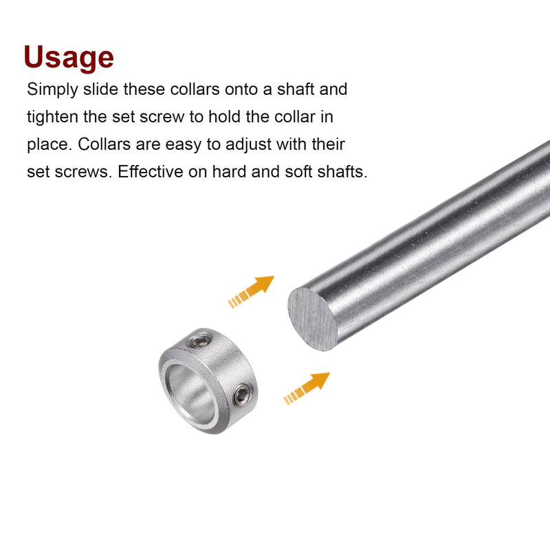 HARFINGTON 4pcs Shaft Collar 10mm Bore Aluminum Alloy Set Screw Shaft Collars, 16mm OD, 8mm Width, for Wheel Barrow Axle, Gearbox Assemblies, CNC Machine Tools, Industry, Anodization